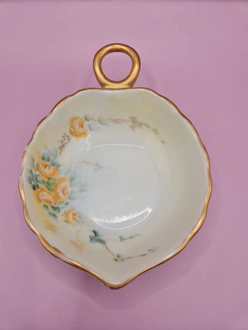Vintage Hand - Painted Candy Dish – Yellow Floral Design (5" x 3.6") - DishesLoving Coastal Living