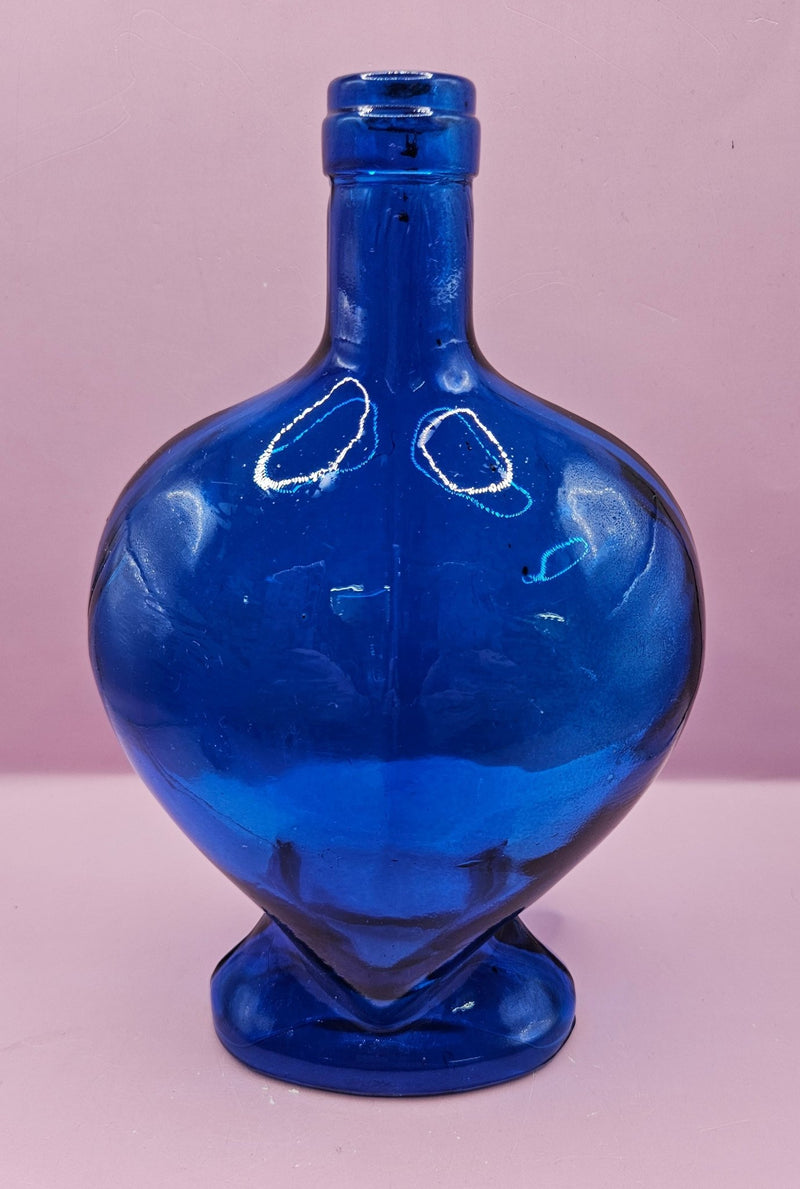 Vintage Heart - Shaped Glass Bottle – Multiple Colors Available – 8.75" x 5.75" - Accent DecorLoving Coastal Living