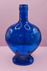 Vintage Heart - Shaped Glass Bottle – Multiple Colors Available – 8.75