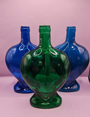 Vintage Heart - Shaped Glass Bottle – Multiple Colors Available – 8.75
