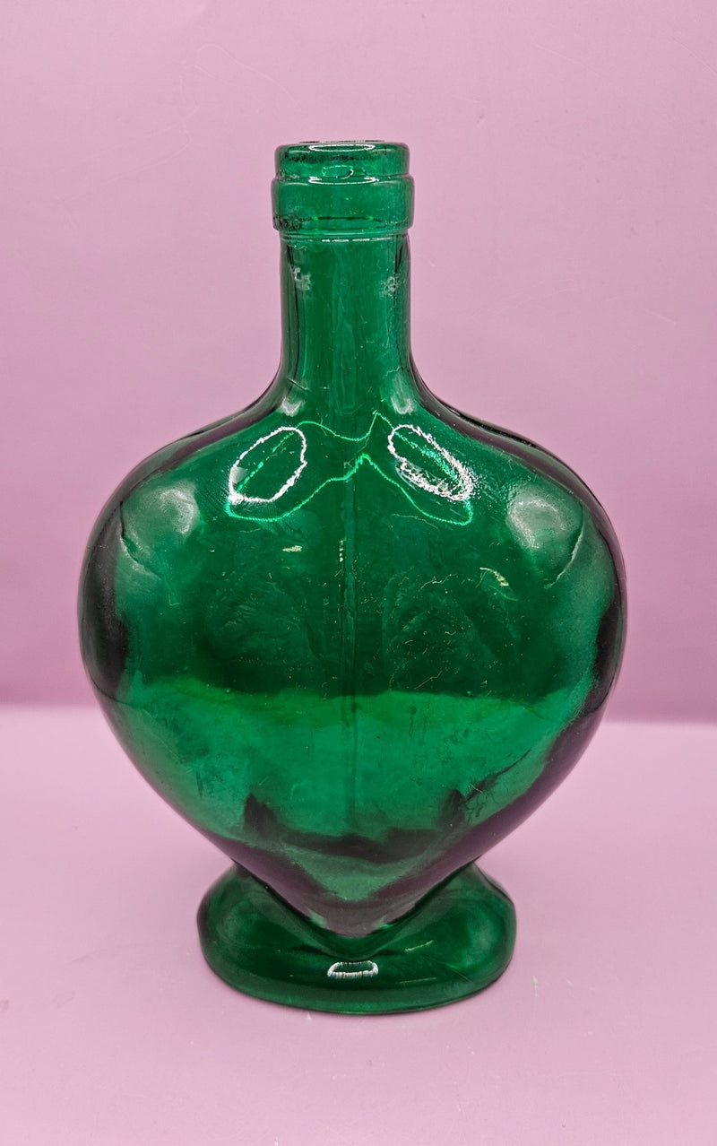 Vintage Heart - Shaped Glass Bottle – Multiple Colors Available – 8.75" x 5.75" - Accent DecorLoving Coastal Living