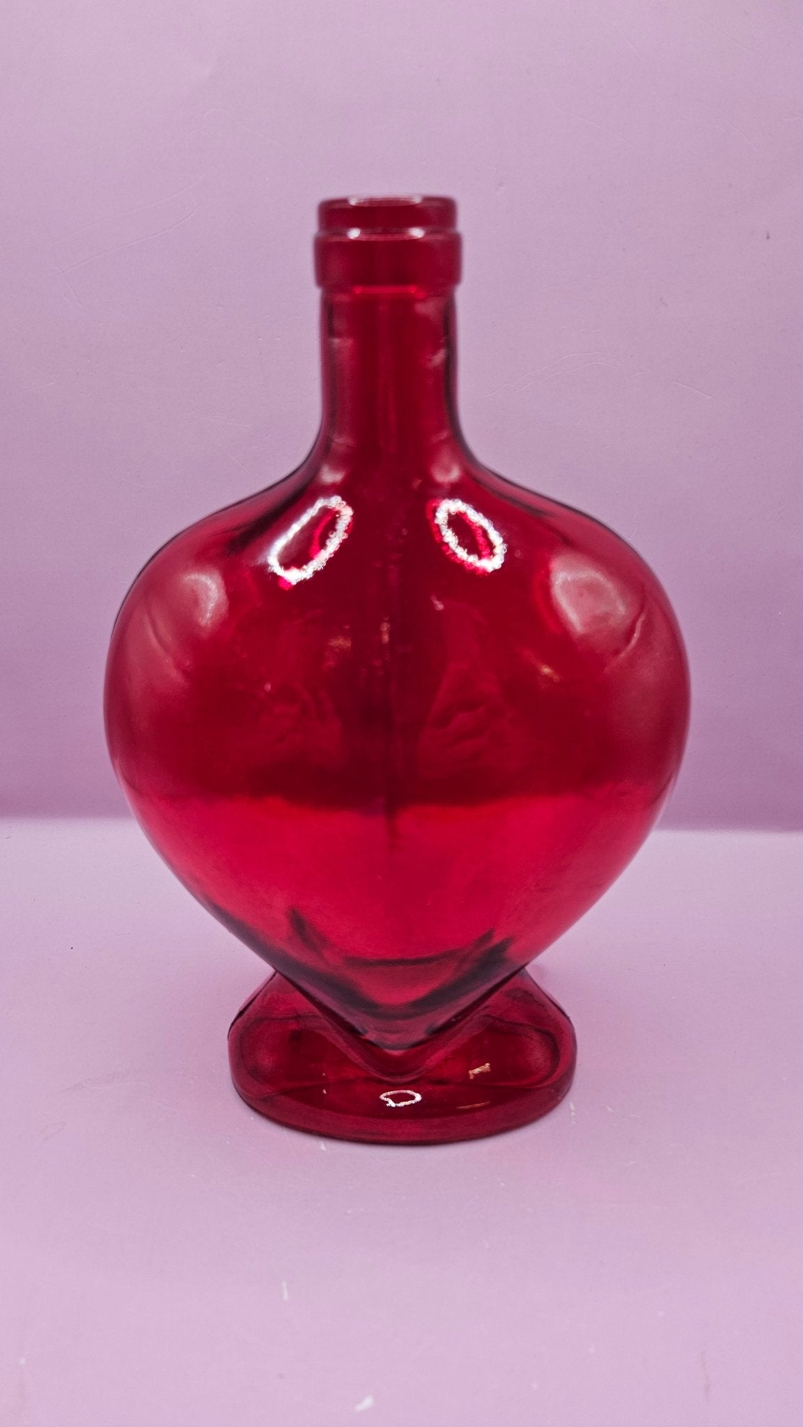 Vintage Heart-Shaped Glass Bottle – Multiple Colors Available