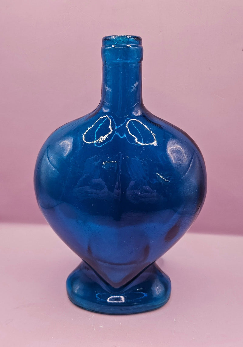 Vintage Heart - Shaped Glass Bottle – Multiple Colors Available – 8.75" x 5.75" - Accent DecorLoving Coastal Living