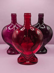 Vintage Heart - Shaped Glass Bottle – Multiple Colors Available – 8.75