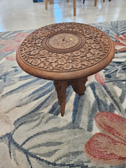 Vintage Indian Carved Wooden Accent Table - Accent DecorLoving Coastal Living