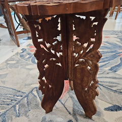 Vintage Indian Carved Wooden Accent Table - Accent DecorLoving Coastal Living