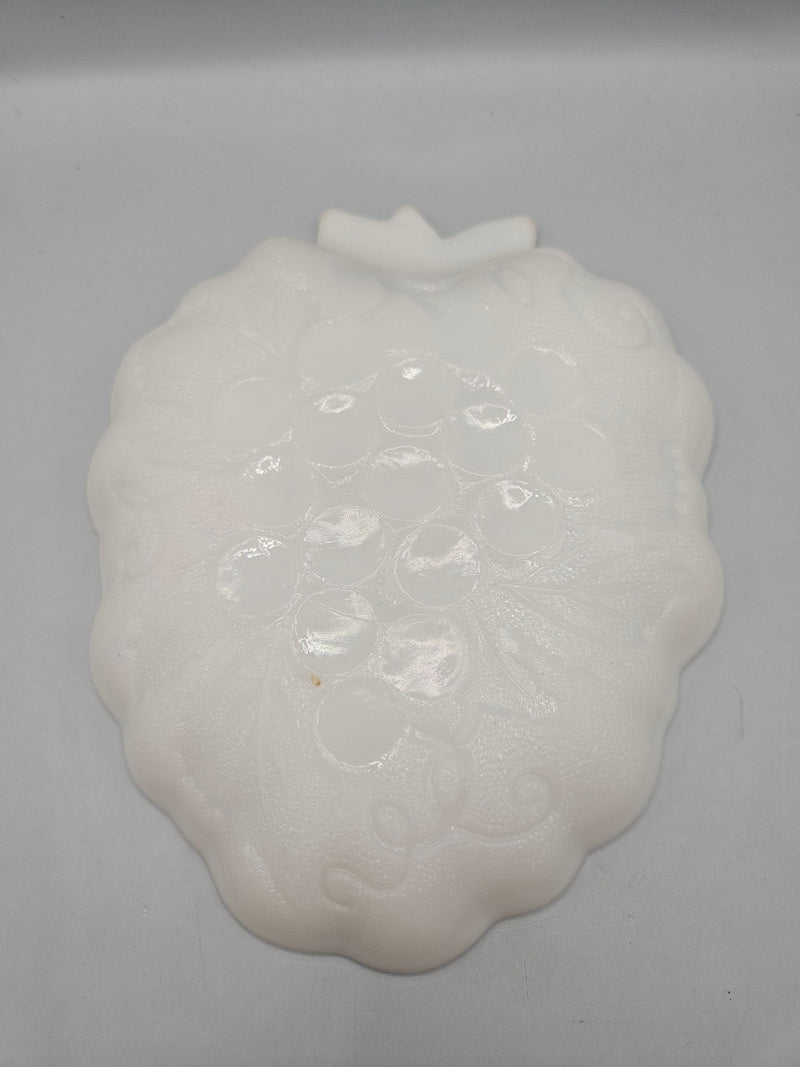 Vintage Milk Glass Grapes Plate – 7" x 5.5" | Classic Decorative Plate - Accent DecorLoving Coastal Living