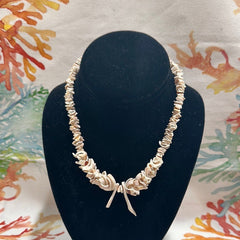 Vintage Natural White Carved Shell Necklace - Handmade Coastal Jewelry - NecklaceLoving Coastal Living