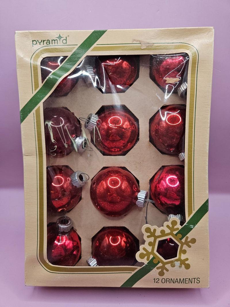 Vintage Pyramid Red Glass Christmas Ornaments – Set of 12 (1.7") - OrnamentsLoving Coastal Living