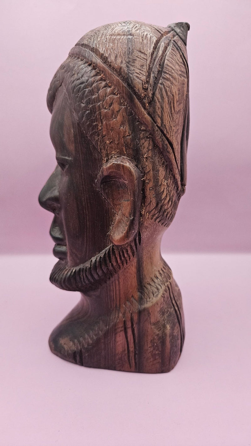 Vintage Solid Wood African Carved Monk Sculpture – 8.5" x 4" - Sculptures & StatuesLoving Coastal Living