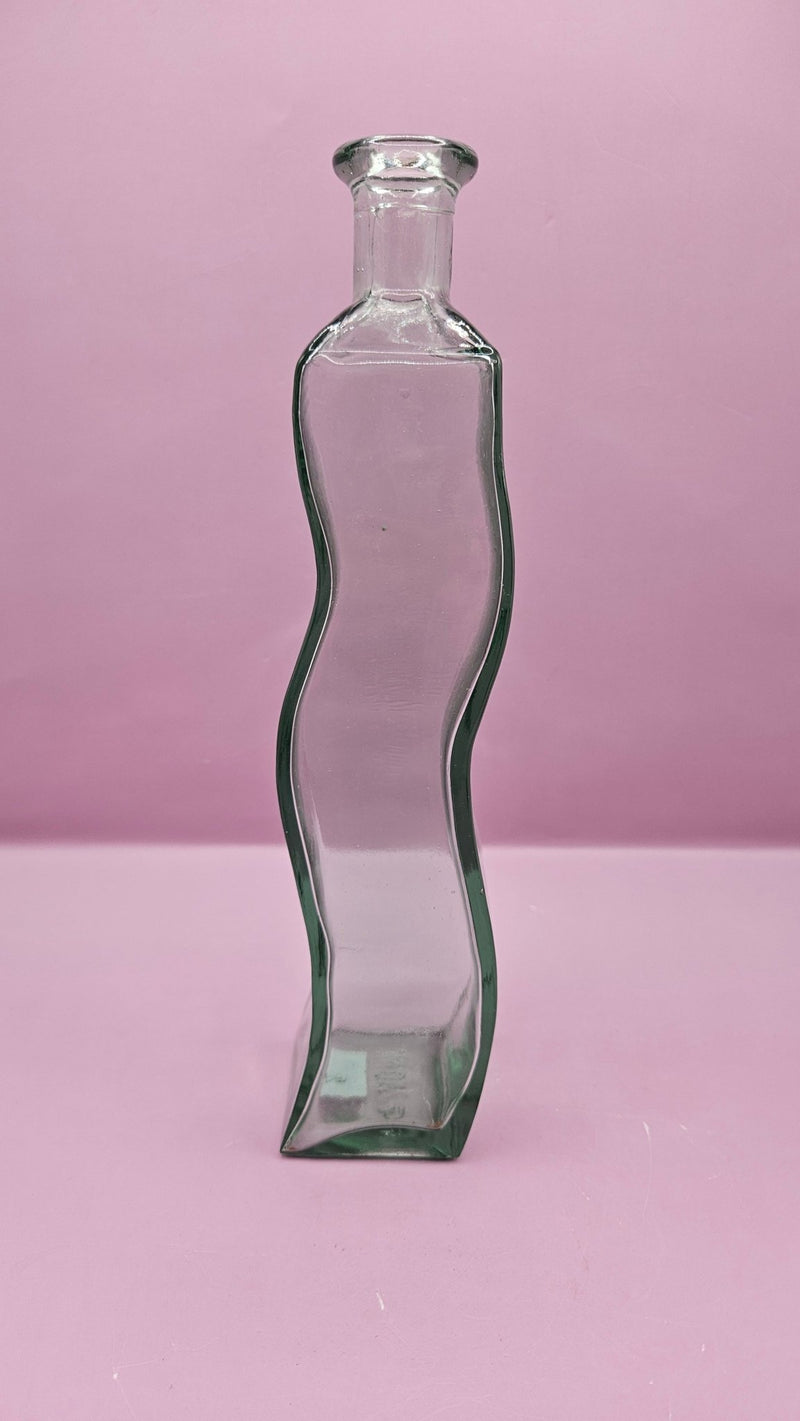 Vintage Wavy Glass Bottle – 9.25" x 2" - Accent DecorLoving Coastal Living
