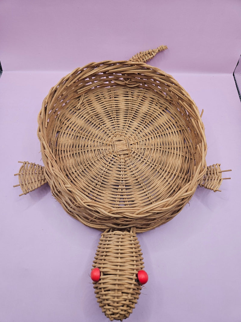 Vintage Wicker Turtle Basket | Whimsical Storage & Décor | 14.5"x10"x2.5" - Accent DecorLoving Coastal Living