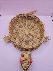 Vintage Wicker Turtle Basket | Whimsical Storage & Décor | 14.5