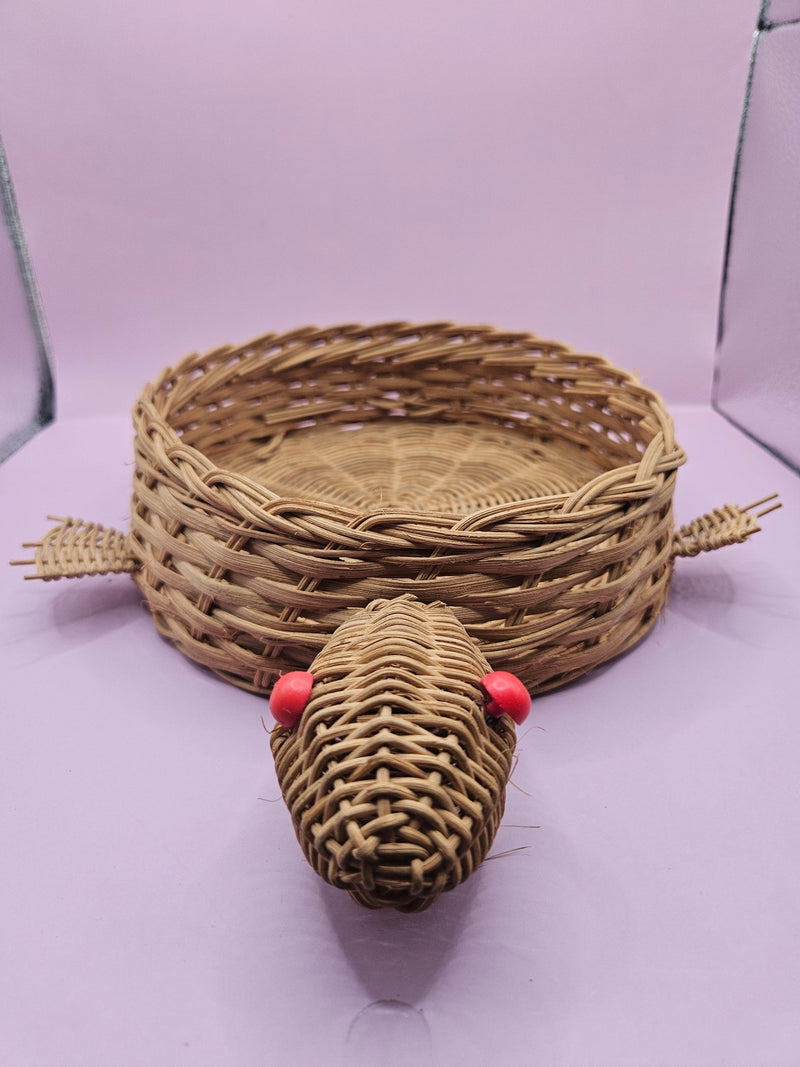 Vintage Wicker Turtle Basket | Whimsical Storage & Décor | 14.5"x10"x2.5" - Accent DecorLoving Coastal Living