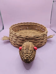 Vintage Wicker Turtle Basket | Whimsical Storage & Décor | 14.5