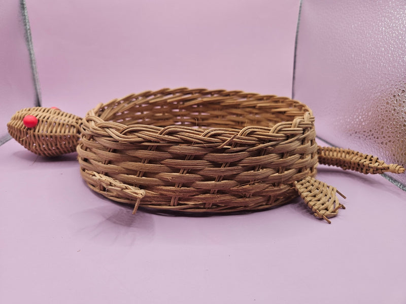 Vintage Wicker Turtle Basket | Whimsical Storage & Décor | 14.5"x10"x2.5" - Accent DecorLoving Coastal Living