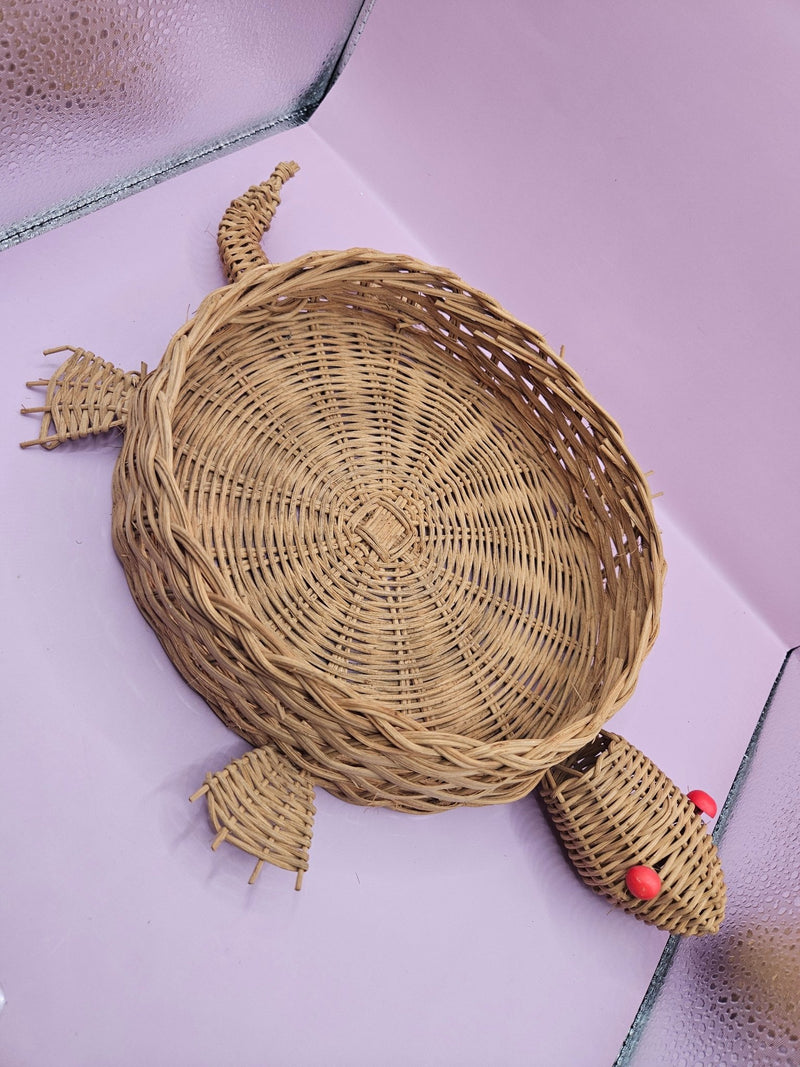 Vintage Wicker Turtle Basket | Whimsical Storage & Décor | 14.5"x10"x2.5" - Accent DecorLoving Coastal Living