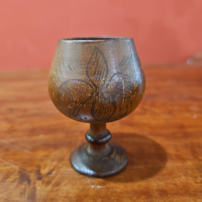 Vintage Wooden Bottle and 4 Mini Goblets - Accent DecorLoving Coastal Living