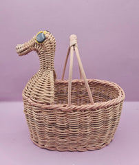 Vintage Woven Wicker Duck Basket – 6.25