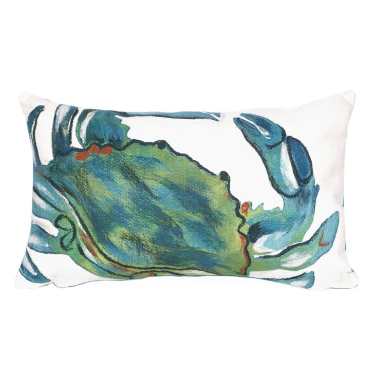 Visions Iii Blue Crab Indoor/Outdoor Pillow 12" x 20" - Throw PillowLiora Manne