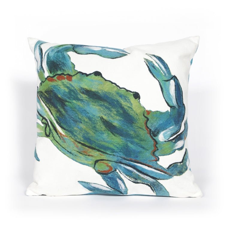 Visions Iii Blue Crab Indoor/Outdoor Pillow 20" x 20" - pillowLiora Manne