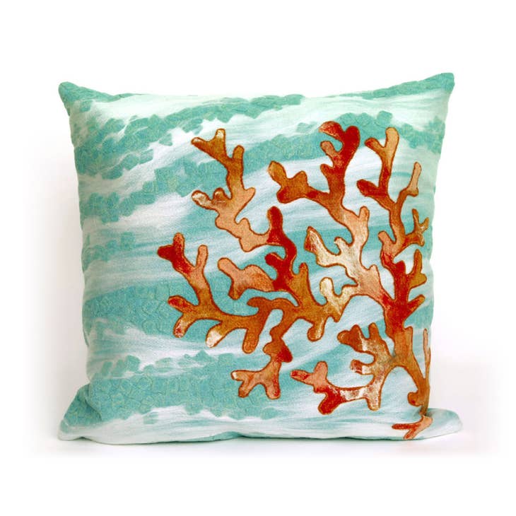 Visions Iii Coral Wave Indoor/Outdoor Pillow 20" x 20" - Throw PillowLiora Manne