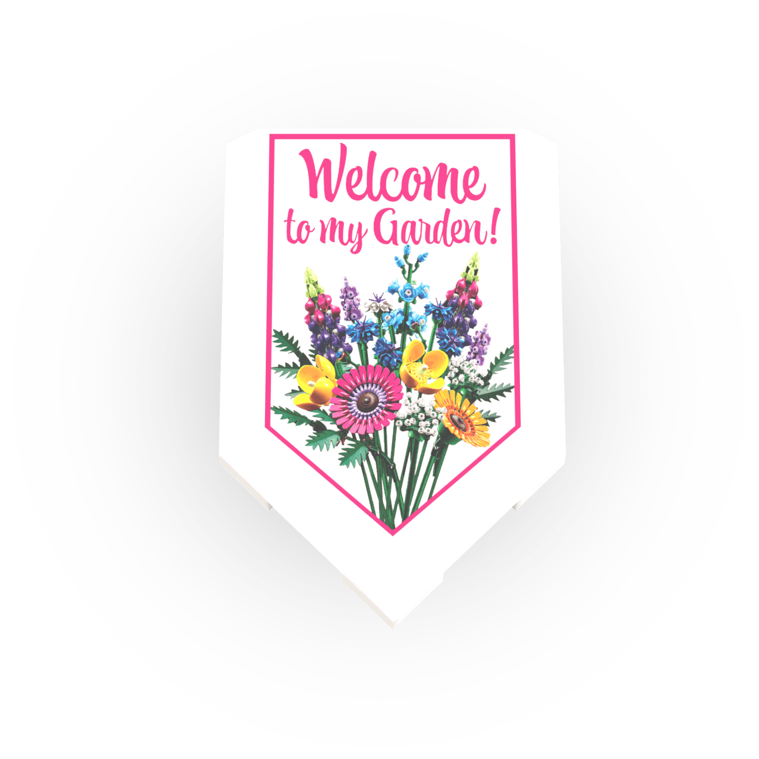 Welcome to My Garden Banner Flag - Custom Printed - Made Using a LEGO® Tile