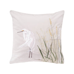 White Egret Left Indoor/Outdoor Throw Pillow - Rightside Design