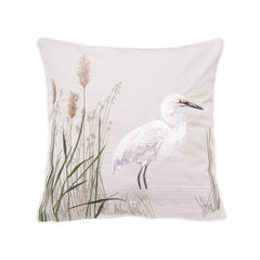 White Egret Right Indoor/Outdoor Throw Pillow - Rightside Design