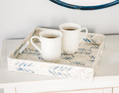 White Mother of Pearl Shell Living Room Décor Tray with Checkerboard Pattern - Decorative TraysUmainc