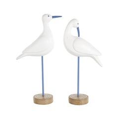 White Polystone Bird Decorative Sculpture with Blue Coral Patterns - Sculptures & StatuesUmainc