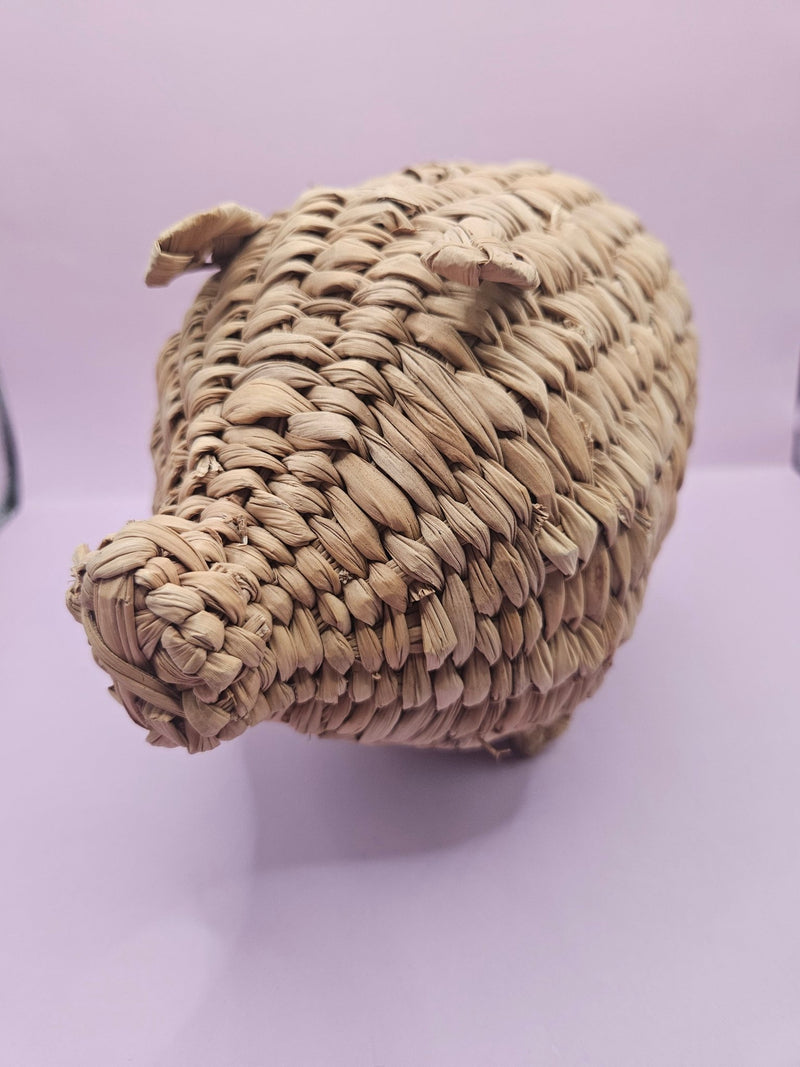 Wicker Rattan Pig Decor – 8.5" x 4.5" - Accent DecorLoving Coastal Living