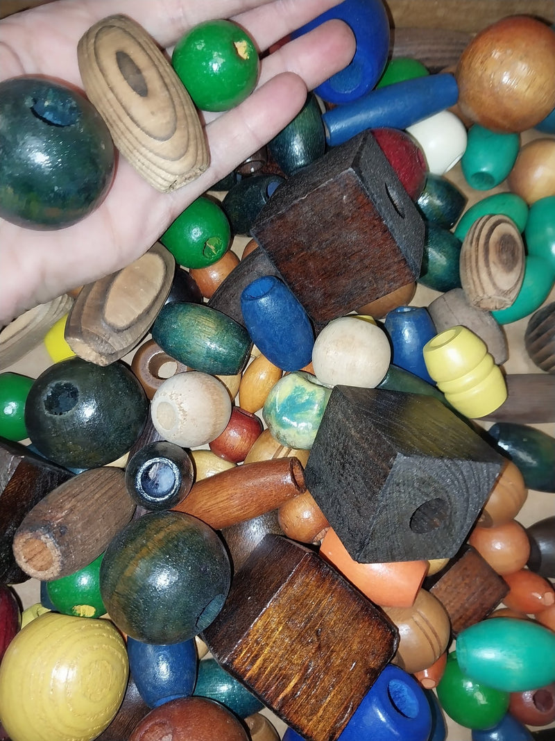 Wooden Crafting Bead Mixture – Varied Sizes, Colors, and Textures (Random Pick) - Loving Coastal Living