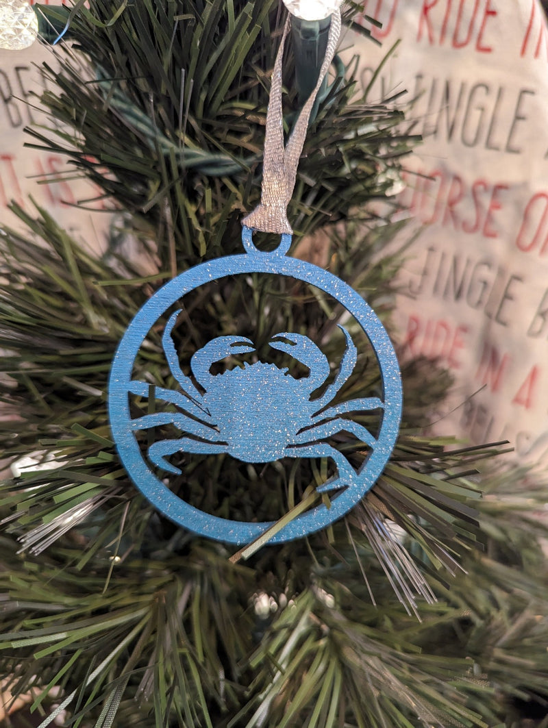 Wooden Glitter Ocean Ornaments - Coastline Laser Design