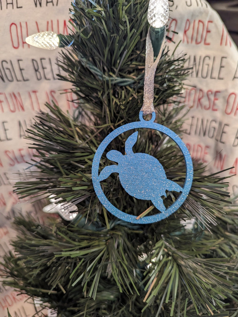 Wooden Glitter Ocean Ornaments - Coastline Laser Design