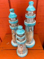 Wooden Lighthouse Figure - 3 Styles and Sizes - Accent DecorWorld Shells Imports