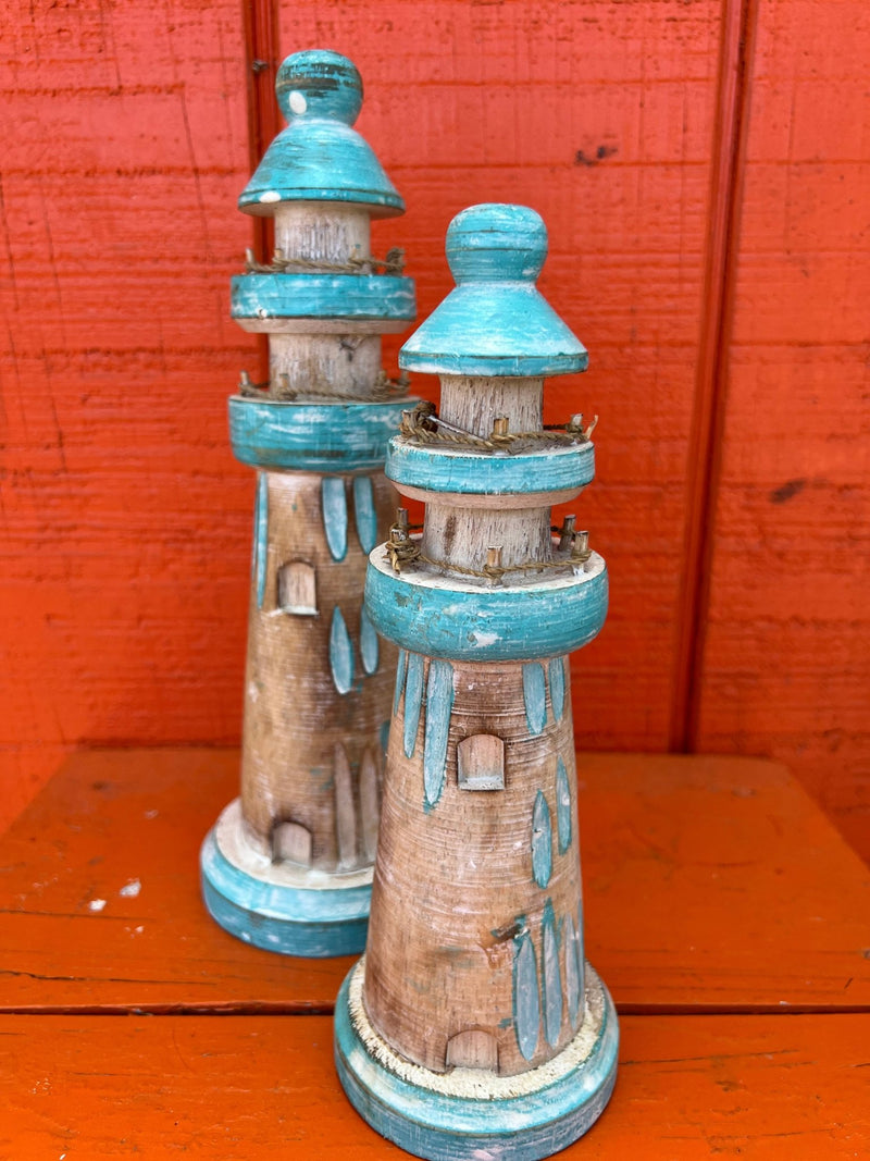 Wooden Lighthouse Figure - 3 Styles and Sizes - Accent DecorWorld Shells Imports