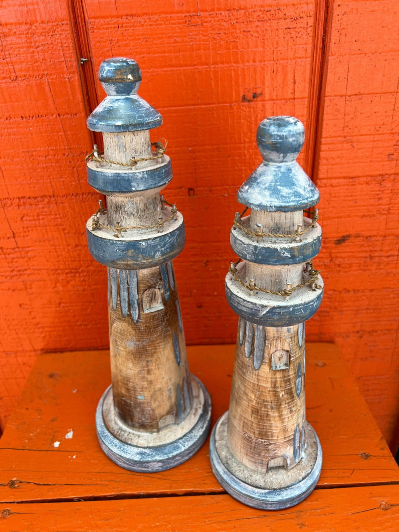 Wooden Lighthouse Figure - 3 Styles and Sizes - Accent DecorWorld Shells Imports