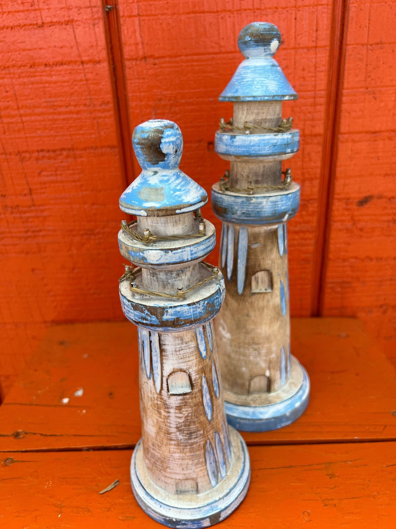 Wooden Lighthouse Figure - 3 Styles and Sizes - Accent DecorWorld Shells Imports