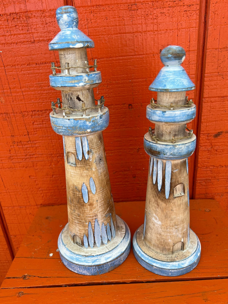 Wooden Lighthouse Figure - 3 Styles and Sizes - Accent DecorWorld Shells Imports