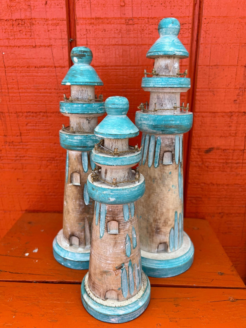 Wooden Lighthouse Figure - 3 Styles and Sizes - Accent DecorWorld Shells Imports