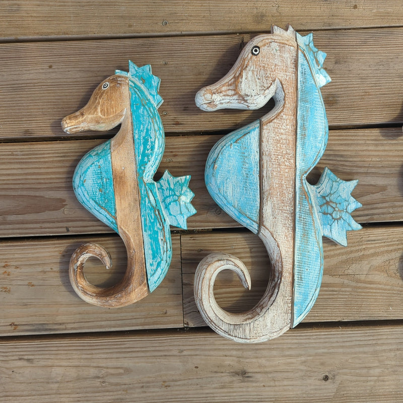 Wooden Seahorse Wall Decor - Loving Coastal Living