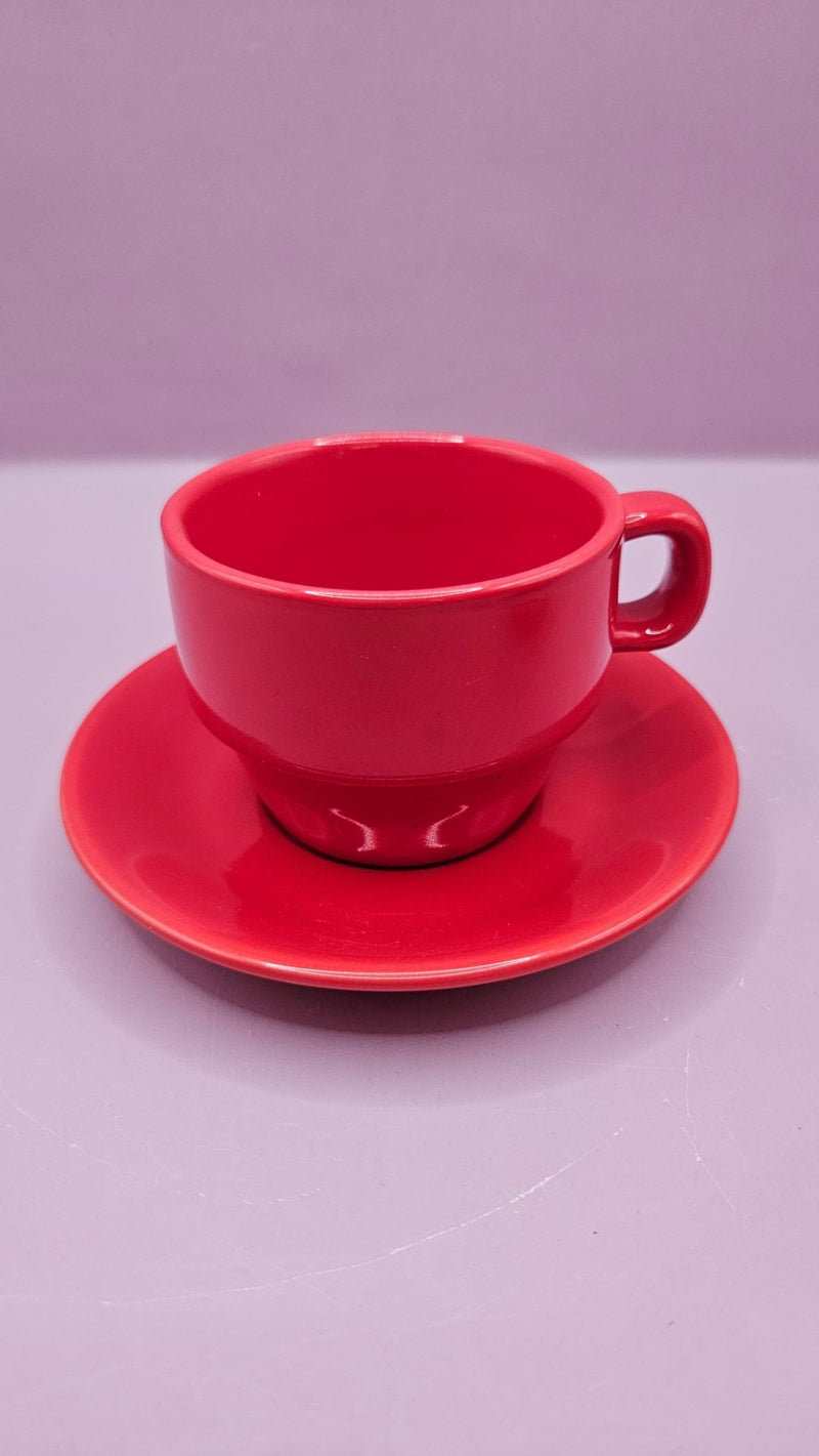 World Market Mini Espresso Tea Cup & Saucer Set – Red, Set of 4 - MugLoving Coastal Living