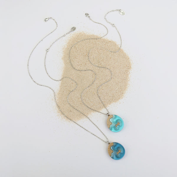 Promontory Teardrop Necklace – Sand & Resin Ocean Pendant by BoldB