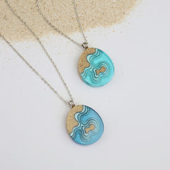 Promontory Teardrop Necklace – Sand & Resin Ocean Pendant by BoldB