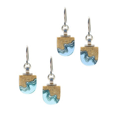 Shoreline Earrings – Aqua & Ultramarine U-Shaped Resin and Sand Drops by BoldB