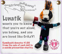 Lunatik- Inspirational String Suicide Prevention/ Awareness Doll Keychain