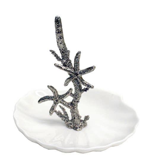 Pewter Starfish Ring Jewelry Clam Dish Catch All