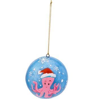 Capiz Christmas Tree Ornament with Pink Octopus