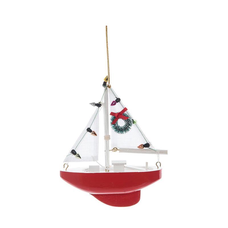 Decorated Sailboat Christmas Ornament